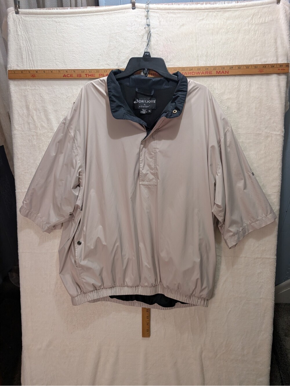 FootJoy DryJoys Golf Windbreaker Pullover Short Sleeve Beige Mens XL The Wyndgat